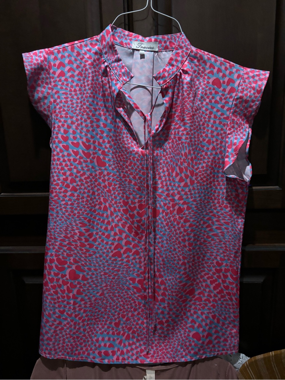 Tracies Pink and Blue Heart-Print Sleeveless Top